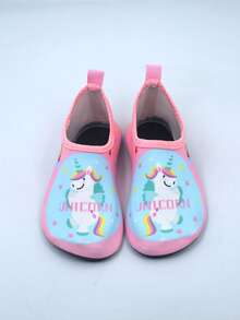 1 Pair Boys Black Dinosaur Rubber Anti-Slip Water Shoes For Beach, Soft Bottom Breathable Barefoot Shoes And Baby Walking Shoes - Pink - View 10