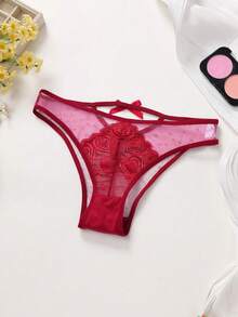 Bộ áo ngực 2 lớp không đệm viền ren đỏ gợi cảm, hai hàng khuy, gọng mềm mại, dây đeo có thể điều chỉnh - Màu Đỏ Sâu - Xem 8