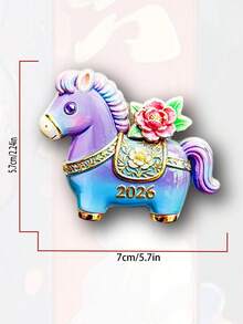 1个新年骏马3D立体家居装饰磁性冰箱贴 - 彩色 - 查看 7