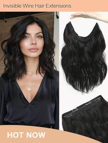 12inch Hair Extension Friday Wavy Clip In Hair Extensions Invisible Wire Black Brown Synthetic Hair Pieces For Women Daily Wear - Black-brown - Xem 1