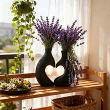 2pcs Heart-Shaped Vases, Luxury Vine Flowers & Artificial Flowers Vase Home Decor, Suitable For Bouquets, Pampas Grass, Living Room, Kitchen, Bedroom, Bathroom, Entryway, Bohemian Style, Holiday Gift - Multicolor - View 9