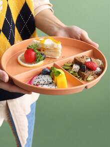 10个/5个/1个套装圆形分隔盘微波炉食品盘水果沙拉托盘厨房，节日，婚礼，生日派对餐具；家庭聚会自助餐盘，派对用品 - 彩色 - 查看 3