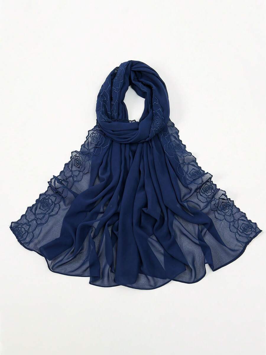 1 Stück Kamelien-Spitzen-Chiffon-Schal, Tuch, Umhang, weich, leicht, vielseitig einsetzbar, geeignet für Lässig, Formal, Reisen, Büro, Hochzeit, Valentinstag Geschenk - Verschiedenfarbig - Übersicht 1