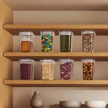 12/24/48/84pcs Air-Tight Crisper With Lid, Label And Marker, Plastic Kitchen Pantry Storage Container For Sugar, Flour And Baking Supplies, Kitchen Supplies, To Keep Food Fresh And Organized(6/12/24/84Jars +6/12/24/84 LIDS) - 84件(42個罐子+42個蓋子) - 查看 7