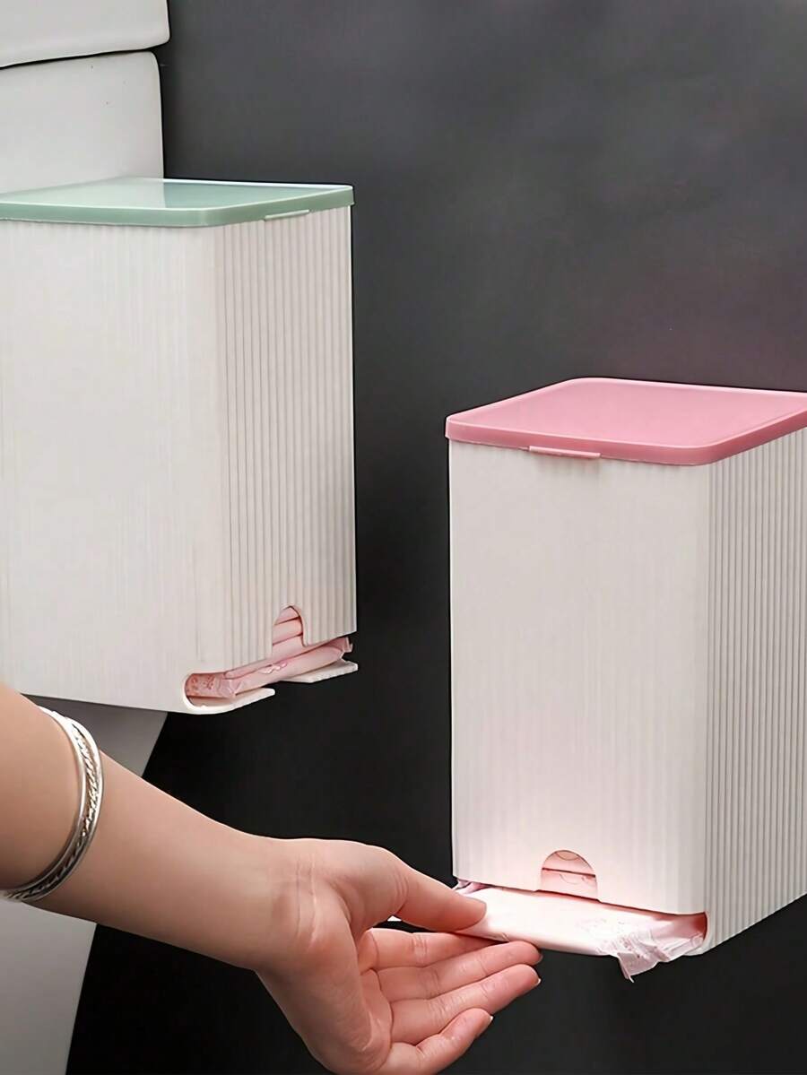 1PC Wall-Mounted Sanitary Napkin Storage Box & Small Item Organizer | Bathroom Tissue Holder For Toilet Paper, Pads, Essentials | Space-Saving Home Organization For Bathroom, Bedroom, Kitchen, Office (Waterproof, Durable) - Xanh đậm - Xem 1