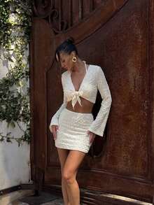 2026 New Beige Casual Minimalist Beach Vacation Style 4-Piece Bikini Swimsuit Set For Women - White - View 1