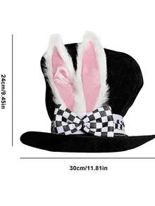 1pc Easter Bunny Ear Hat, Rabbit Shaped Hat, Fairy Tale Theme Party Hat, Checkered Pattern Hat, Costume Prop For Adults And Children - Multicolor - View 7
