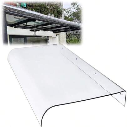Window Awning 50cm 60cm 70cm 80cm 90cm 120cm Clear Door Canopy Polycarbonate Cover Patio Exterior Awnings Anti-UV Rain Snow Protection
