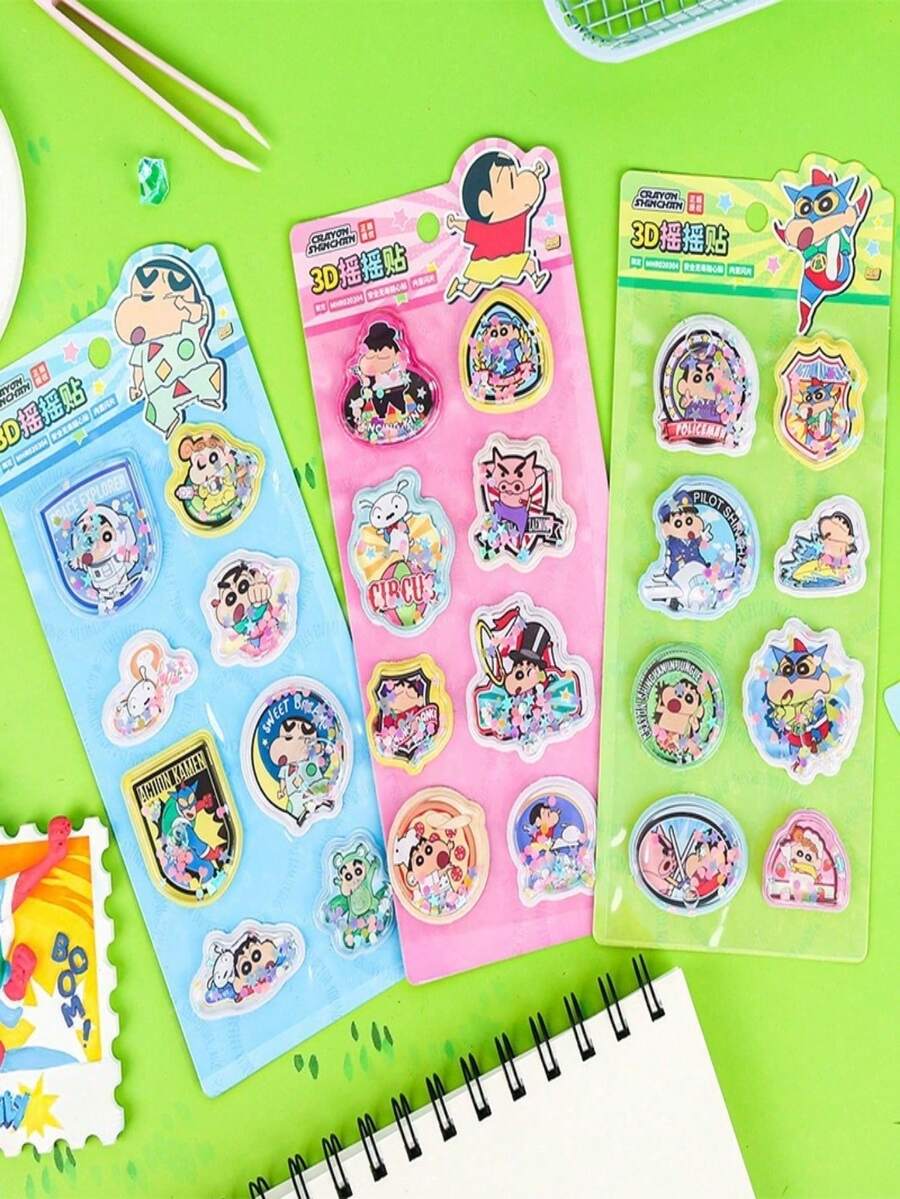 1pc Random Style 3D Silver Embossed Glass Window Sticker, Girls Crystal Scrapbooking Decorative Sticker, Suitable For Decorating Phone, Laptop, Luggage, Cup, Skateboard, Notebook And Guitar. Great For Daily Use, Children's Birthday Gifts, Back To School Supplies, Travel Accessories, And Teen Room Decor. - Multicolor - View 1