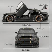 1:32 Zinc Alloy Chevrolet Camaro Sedan Model, Collectible Die-Cast Toy With Openable Doors, Exhibition-Grade Realistic Static Display Ornament, Highly Detailed Home Desktop Decoration, Birthday & Christmas Gift For Kids And Collectors - 黑色 - 查看 3
