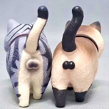 9件套可爱树脂猫咪桌面摆件，创意卡通铃铛猫摆件，猫咪房间装饰，汽车装饰 - 彩色 - 查看 6