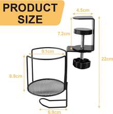 Cup Holder, Drink Bottle Holder, 360° Rotating Hanging Desktop Cup Holder, Adjustable Cup Holder With Headphone Hook For Under Desk, Clip-On Cup Holder For Coffee Cup And Saucer - 黑色 - 查看 2
