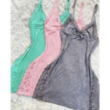 3-Pack Ladies' Sexy Lace Splicing Pajamas - Soft Satin Touch, Side Split Design, Adjustable Thin Shoulder Straps, Black/Red/Grey - Hand Washed Elegant Adult Loungewear Only, Couples' Supporting Pajamas, Comfortable Night Wear, Imitation Satin Fabric, - 3 món (Xanh lá cây + Hồng + Xám) - Xem 8