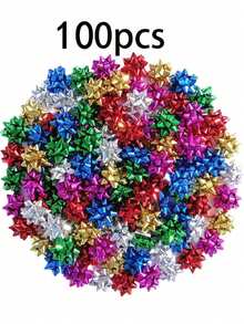 30/50/100/200pcs Valentine's Day Gift Satin Ribbon Bows 1.96 Inch (5cm) New Year Ribbon Bows Gift Wrapping Self-Adhesive Small Gift Bows Assorted Metallic Bow Knots Holiday Gift Box (Random Color) - Multicolor - View 15