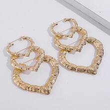 1 Set Bamboo Knot Heart Shaped Exaggerated Alloy Earrings, 3pcs/Set - Yellow Gold - View 5