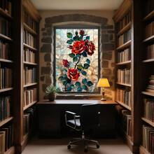 Una sola hoja de película de privacidad, película de vidrio esmerilado, película de aislamiento térmico, adsorción electrostática y película decorativa sin adhesivo para ventanas, adecuada para decoración del hogar, oficina y baño (44.5 x 100 cm) - Multicolor - Ver 18