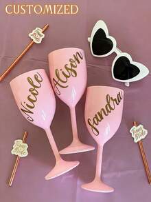 个性化亚克力塑料香槟杯，可定制姓名和标志。优雅的塑料香槟杯，是新娘派对、伴娘派对、单身派对和婚礼装饰的完美之选。时尚、可爱、色彩缤纷、可定制、个性化且独一无二，是送给朋友、子女、学生、员工、学校、家人和办公室的理想礼物，也是厨房必备佳品。 - 多色 - 查看 3