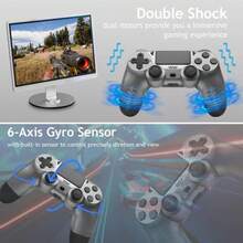 P-4 Controller Wireless, Dual Vibration/6-Axis Motion Control/3.5mm Audio Jack/Multi Touch Pad/Share Button, P-4 Controller Compatible With P-4/Slim/Pro/PC - 淺灰色 - 查看 3
