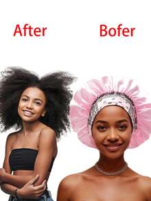 女士纯色光滑缎面睡帽，弹性印花，时尚休闲舒适，可作睡帽或发帽使用。 - bonnet-多色 - 查看 6