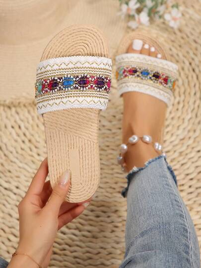 Women's Summer Outdoor Slip-On Sandals, One-Piece Soft EVA Sole, Breathable Fabric Upper, Non-Slip Design, Suitable For Casual Beach Outfits, Outdoor Activities And All-Season Comfortable Wear, Beach Sandals | Stylish Open-Toe Sandals | Comfortable Footwear, Women's Summer Sandals Suitable For All Seasons, Comfortable Slippers, Comfortable Quality Beach Slippers
