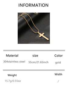 VJS 1件朋克街头风复古不锈钢十字架吊坠项链，男士款，低过敏性