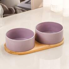 Ceramic Dog/Cat Bowl With Wooden Stand, Medium Pet Food & Water Bowl, Anti-Spill, Suitable For Whiskers, Dishwasher - 500ml - View 18