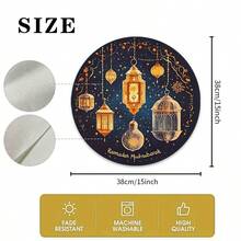 2/4/6 Piezas Elegantes Manteles Individuales con Patrón de Ramadán - Manteles Individuales Redondos de 15 Pulgadas Decorados con Patrones de Estrellas y Linternas. Adecuados para Fiestas, Comidas y Decoración Festiva. También Adecuados para Decoración del Hogar, Decoración de Mesa Festiva, Decoración Campestre Festiva, Decoración de Estilo Campestre, Manteles Individuales Lavables, Material Duradero, Decoración de Mesa Festiva y Entretenimiento en el Hogar. - Multicolor - Ver 5