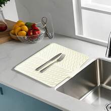 1pc Rectangular Silicone Mat, Heat Resistant Pad, Suitable For Kitchen Sink Drain Rack, Tabletop, Placemat And Storage - Multicolor - View 8
