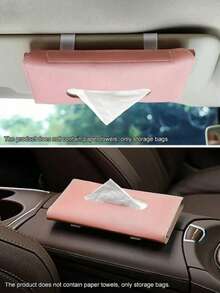 1pc Car Tissue Box, Universal Sun Visor Hanging Tissue Holder, Creative Armrest Storage Bag, Suitable For Various Car Models, Enhance Interior Cleaning Convenience, Ideal Gift For Women, Car Accessories, Car Decor, Automotive Supplies - Pink - View 7