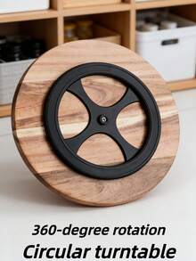 1pc 360° Rotating Tray, Rotating Round Wooden Plate, Kitchen Storage, Bathroom Decor Plate, Rotating Tea Tray, Rotating Kitchen Storage Dish, Suitable For Cabinet, Kitchen Countertop, Pantry, Non-Slip For Kitchen Organization, Tabletop Decor, Ramadan Decor, Holiday Gift