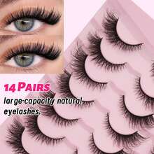 14 Pairs D-Curl Fluffy & Soft Strip Lashes, Reusable & Beginner-Friendly, The Elongated End Of The Eye Makes Your Eyes More Eye-Catching, Easy-To-Apply For Daily & Glam Eye Looks, High-Quality Comfortable Eyelash Set, Valentine's Day Gift, Cute Small Gift For Women, Travel Essential Easy To Carry