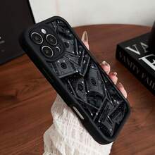 Money 1pc Black Starry Dollar Design Shockproof Phone Case Compatible With IPhone 11/12/13/14/15/16/13 Pro Max/11 7 Pro Max, 17 Air 4 Pro Max/16 Plus/16 Pro Max 17 Pro Max 17 Air - Black - View 4