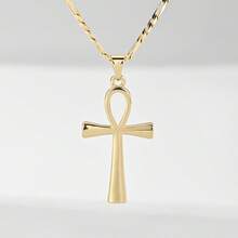 1pc Classic European & American Style Copper Inlaid Zirconia Cartoon Cross Pendant Necklace, Limited Edition "Light Of Guardian", Suitable For Christmas/Thanksgiving/Halloween/Mother's Day/Valentine's Day Gifts For Couples/Friends/Believers, Catholic First Communion, Everyday Wear And Prayer - Yellow Gold - View 8