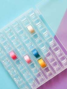 1 hộp đựng suốt chỉ máy may bằng nhựa, hộp đựng cuộn chỉ máy may, hộp đựng đồ bằng nhựa trong suốt, hộp đựng suốt chỉ rỗng 36 ngăn và 36 suốt chỉ nhựa. - trong suốt - Xem 2