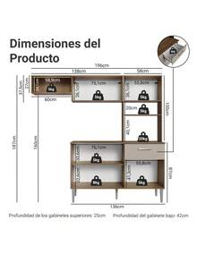 Cocina Integral Completa Modular Madesa Aura 196cm MC - Marrón y Crema - Ver 3