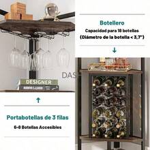 Estante de Vino de Esquina, Estantería esquinera para vinos 4 Niveles, con Soporte para Vidrio y estantes de Almacenamiento, Estante de Esquina Industrial para Sala de Estar, Comedor, Cocina - por defecto - Ver 5