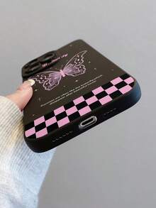 Butterfly 1pc Plaid Bow Pattern, Black Pupil Shockproof TPU Material Phone Case, Suitable As Holiday Gift, Compatible With Apple IPhone XS/XS Max/XR/11/12/13/14/15/16/17 Pro/Pro Max/14/15/16 Plus, Samsung, Xiaomi Redmi, OPPO, VIVO Protective Cover, Unisex - Multicolor - View 4