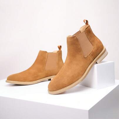 New Fashion Men's Suede Chelsea Boots, Comfortable Breathable Minimalist Versatile Men's Boots For Outdoor, Commute, Work, Casual Wear