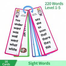 Lachilly 16 PIEZAS Tarjetas de aprendizaje de 220 palabras de uso frecuente, Tarjetas de vocabulario en inglés, Juguetes educativos de juegos cognitivos para niños, Materiales didácticos Montessori - Multicolor - Ver 14
