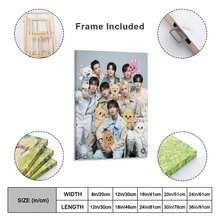 Framed Stray KPOP Boy Group Poster Canvas Wall Art Wall Hanging Birthday Party Background Banner For Living Room Bedroom Dorm Decoration - Multicolor - View 3