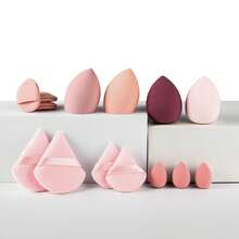 "14-Piece Multi-Tone (Pink, Beige, Burgundy) Makeup Sponge Set – Soft Latex-Free Blender Sponges (Teardrop & Triangle Shapes) With Ribbon Detail, Versatile Beauty Tools For Daily Makeup & Holiday Gift Sets"