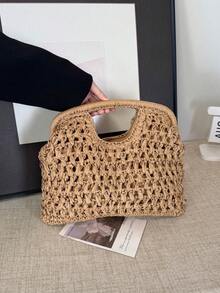 Bolsa de palha trançada artesanal, moderna, minimalista e versátil para o dia a dia. - Multicolorido - Ver 4