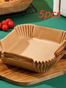 100pcs Air Fryer Liners, Non-Stick, Waterproof, Oil-Proof, Multi-Purpose Baking Paper, For Air Fryer, Microwave, Steaming, Kitchen And Restaurant Supplies - Square - View 10