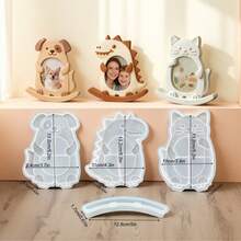 4pcs Seesaw Animal Photo Frame Resin Silicone Mold Set, Cat Resin Mold, DIY Home Decor Plaster Figurine Mold, Dog Dinosaur Epoxy Resin Photo Frame Silicone Mold - Seesaw Animal Photo Frame Mold Set - View 5