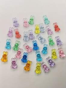 Acrylic Easter Bunny Figurine, Transparent Acrylic Decor, Multi-Color Mini Bunny Doll House Ornaments, Easter Desktop Decoration - Multicolor - View 5