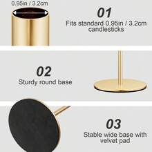 6 قطع/3 حاملات شموع بسيطة، مطلية بالذهب بعملية الطلاء الكهربائي، مناسبة للأعراس والحفلات والمنزل وديكور وسط الطاولة - متعدد الألوان - مشاهدة 7
