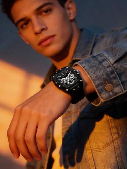 Guess 男士多功能石英表，黑色表盘休闲腕表，适合日常街头风格和运动装扮，时尚有型，是送给男士和男友的理想礼物。