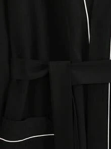 YUNTUO Men's Autumn/Winter Long Sleeve Robe, V-Neck Loose Retro Pattern, Versatile Loungewear For Home, Outdoor, And Commuting - Black - View 7