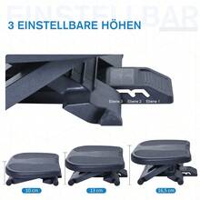 Footrest, Footrest With 3 Adjustable Heights, HIPS Plastic, Black, 45x34x10-16.5cm, For Ergonomic Sitting.