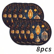 2/4/6 Piezas Elegantes Manteles Individuales con Patrón de Ramadán - Manteles Individuales Redondos de 15 Pulgadas Decorados con Patrones de Estrellas y Linternas. Adecuados para Fiestas, Comidas y Decoración Festiva. También Adecuados para Decoración del Hogar, Decoración de Mesa Festiva, Decoración Campestre Festiva, Decoración de Estilo Campestre, Manteles Individuales Lavables, Material Duradero, Decoración de Mesa Festiva y Entretenimiento en el Hogar. - Multicolor - Ver 11